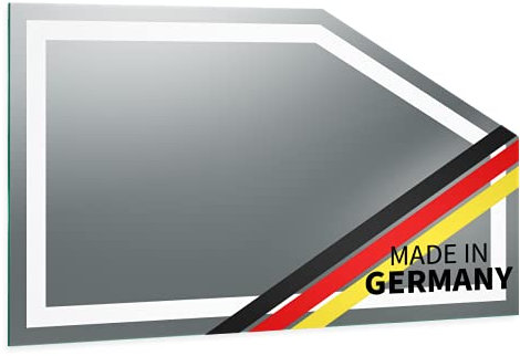 Spiegel ID Noera: LED Badspiegel mit Dachschräge 110x70cm (Breite x Höhe) - nach Wunsch anpassen - Made in Germany - Beleuchtung: rundherum - Lichtfarbe: warmweiß
