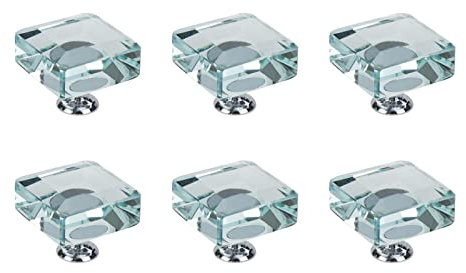 Dnyta Clear Crystal Drawer Knobs Decorative Square Kitchen Cabinets Pulls for Drawers, Cupboard, Dressers, Bathroom Cabinets