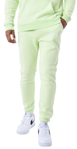 Bas de Jogging Basic Full Logo Broderie Jaune Fluo L