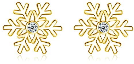 Cangall Silber Weihnachten Schmuck Set Damen, 925 Sterling Silber Schneeflocke Halskette & Ohrstecker Set, Silber Schneeflocke Weihnachts Schmuckset, 45cm Silberkette mit Anhänger & Ohrstecker Set