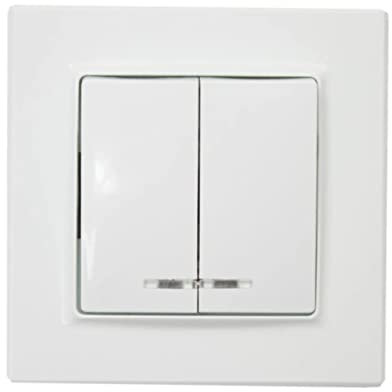 INTERRUTTORE DOPPIO DA PARETE RETROILLUMINATO DA INCASSO BIANCO muro 6A 250V