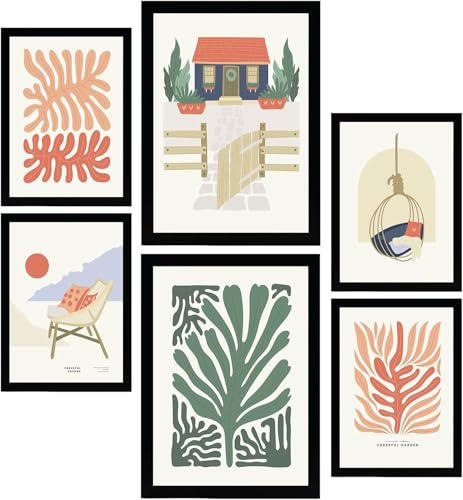 Nacnic ® - Set di 6 Poster Minimalisti in Colori Pastello (Rosa, Blu, Arancione) - Stampe Decorative da Parete - Quadri Moderni per Soggiorno - Poster A3 & A4 - Senza Cornici