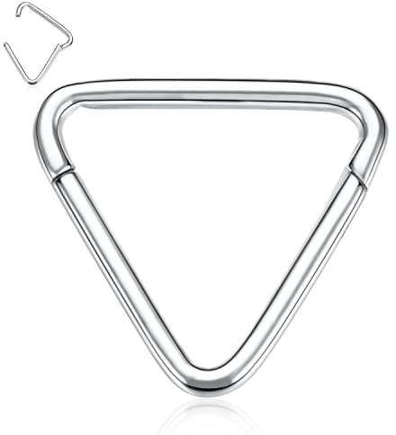 AROWRO 16G Septum Schmuck Daith Piercing Silber Ringe Chirurgenstahl Ohrringe Dreieck Clicker 8mm Knorpel Creolen Conch Helix Tragus