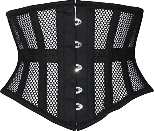 Hi-GERMANWEARS Hi-46 Women's Underbust Black Cotton Mesh Steel Boned Body Waist Shaper Training taillenkorsett Corsets