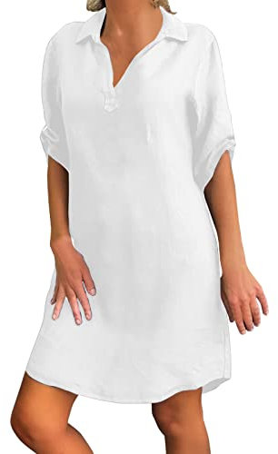 NNGOTD Robe D Ete Femme Courte Mi-Longue Robes d'été Sexy Midi Longue Mode Rétro Mini Jupe de Plage Ample pour Dames Chic élégante Décontracté Imprimé Bohème Courte Grande Taille Robe Blanche Longue