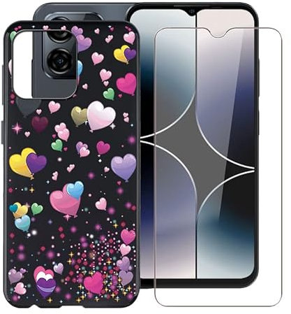 WIMSPEED Coque pour Ulefone Note 16 Pro (6.52 Pouces) + Verre trempé Protection Décran, Ultra Fin Antichoc Noir Housse Etui Souple SiliconeTPU Bumper Case pour Ulefone Note 16 Pro - Ballon Romantique