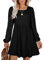 Aokosor Long Sleeve Knit Dress Square Neck Jumper Dresses Knee Length Babydoll Dresses Black Size 22-24