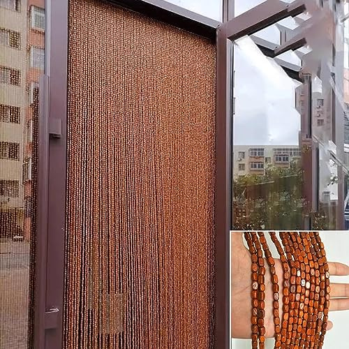 NUACOS Türvorhang Fadenvorhang Paneel Bambus Perlenvorhang Tür Wand Fenster Türen Raumteiler Dekorationen für Wohnzimmer Schlafzimmer,Rot,120x200cm(90Shares)