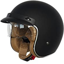 Jethelm mit Visier Motorradhelm für Moped, Scooter Vespa Motorrolle Zertifikat ECE - Schwarz L