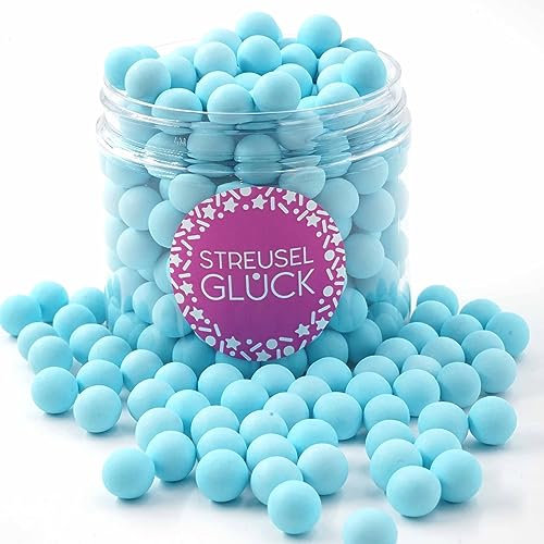 STREUSEL GLÜCK Streusel Tortendeko Schokokugeln hellblau pastell 180g - Zuckerstreusel Geburtstag Junge Kuchendeko Weihnachten Schokoperlen - Sprinkles Deko Torte Kuchen Cupcakes - essbare Streudeko