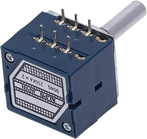 Drehgeber 10K 20K 50K 100K 250K 500K ALPS RK27 Potentiometer Dual 10~500KAX2 Geschlitzter japanischer Drehschalter 6Ppin (Color : 250k)