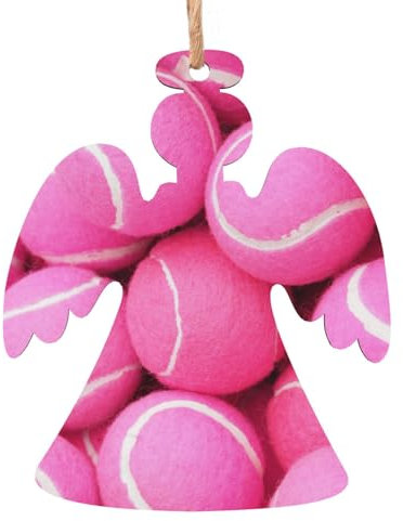 OPSREY Leuchtend rosa Tennisbälle gedruckt Weihnachten Holz Dekoration Holz Hängende Party Festliche Dekoration