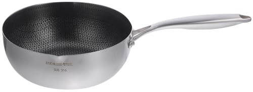 Kichvoe Wok En Acier Inoxydable Wok 18 Cm Poêle En Nid D'abeille Cuisson À Induction Frire Poêles À Frire Wok À Fond Plat Cuisinière À Gaz Marmite Pour Cuisine Restaurant Maison