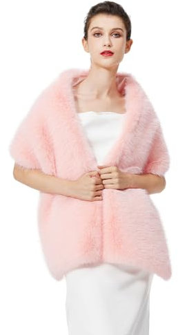 BEAUTELICATE Damen Kunstpelz Stola Schal Warp Brautjacke Kunstfell Brautschal Brautstola für Braut Abendkleid Winter Hochzeit Festlich (Ballett Rosa, Einheitsgröße)