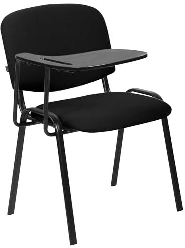 CLP Stuhl Ken XL mit Klapptisch I Stoff-Bezug I Konferenzstuhl Bis 150 KG Belastbar, Farbe:schwarz