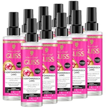 Gliss Kur Gliss Express-Repair-Spülung Verführerisch Lang (10x 200 ml), Haarspülung für verführerisch langes Haar, Pflegespülung mit Hitzeschutz für Schutz vor zukünftigen Haarschäden