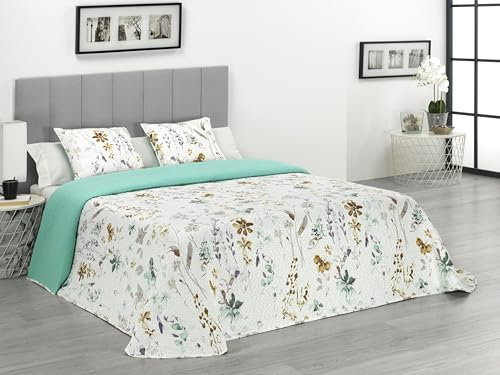 Donegal Collections - Colcha Cama 90 - Colcha Bouti Cama 90/80 Estampada Reversible + 1 Cojin Marvao - Primavera, Verano - Acolchado Fino, Modernas - Microfibra Extrasuave - Cubre Cama Multiusos