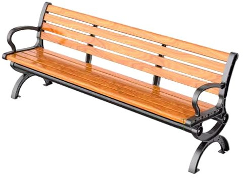 Garden Bench Mit Armlehne Und Optionaler Rückenlehne,bank Outdoor Es Gibt Drei Größen (120cm,150cm,180cm),Metall Und Holz Balkon Bank,Hinterhof, Terrasse, Rasen, Bänke Im Außenpool(Backrest,180cm)