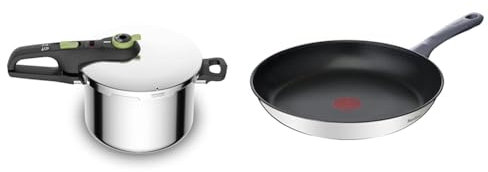 Tefal Olla a presión Secure Trendy 6L - Dos programas, verdura y carne, comidas más rápidas & Daily Cook - Sartén baja de 28 cm con revestimiento resistente, duradero y seguro