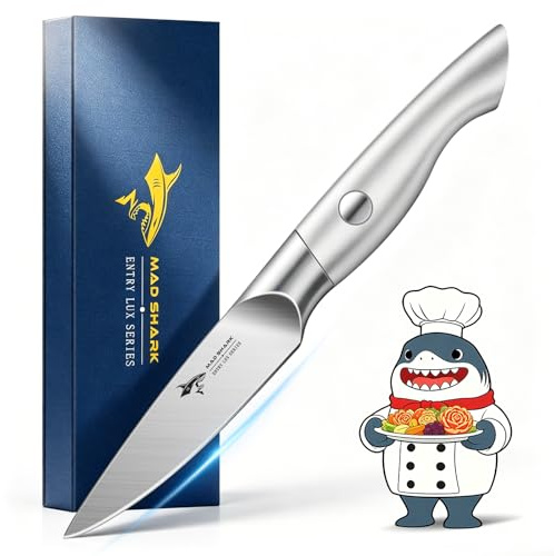 MAD SHARK Paring Knife 3.5 inch Paring Knives, Small Kitchen Knife, Ultra Sharp German Stainless Steel Vegetable Knives, Ergonomic Handle Design, Unique Gift for Men/Women