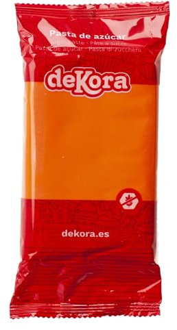 dekora - Kuchendeko Fondant Orange - Tortenfondant Zuckerpaste für Torten und Cupcakes - Rollfondant für die Herstellung aller Arten von Dekorationen - Einfaches Formen - 250 g