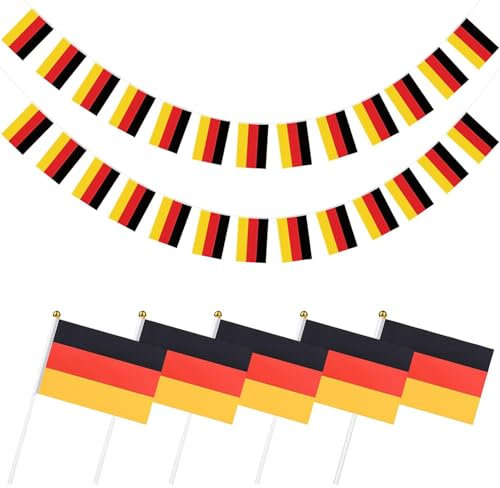 1 bandera alemana cuadrada, 5 banderas manivelas a mano, pancartas decorativas cuadradas, decoraciones para fiestas, banderas multicolores