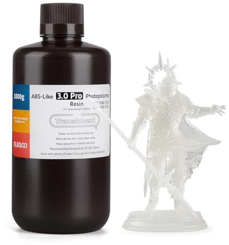 ELEGOO ABS-Like Resin 3.0 Pro, Higher Scratch-Resistance 3D Printing Photopolymer Resin, 405nm UV Resin for MSLA/DLP/LCD Printers Fast Curing High Precision Non-Brittle, Translucent 1000g