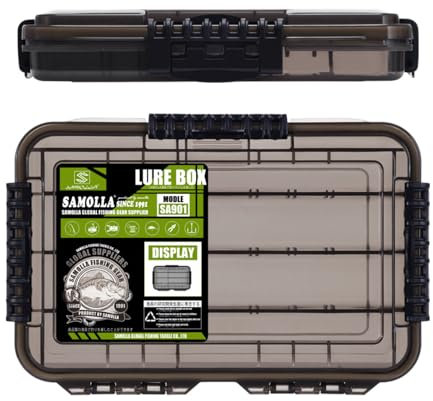 Hevio Caja de aparejos de pesca impermeable 3700, bandejas de aparejos impermeables 3600, organizador con separadores extraíbles, almacenamiento de señuelos, ganchos y otros accesorios (1 pieza 3700)