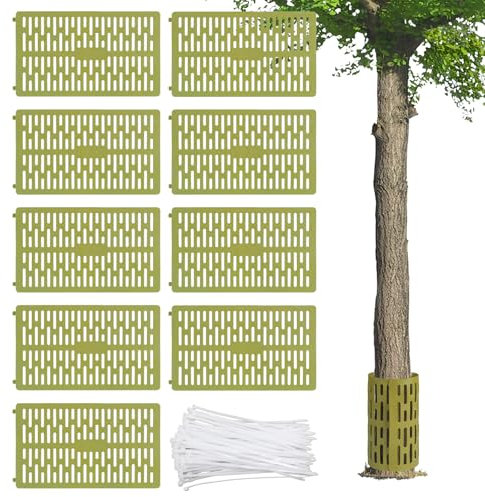 CPROSP 9 Pièces Protection de Tronc d'arbre 33 * 20cm, Protection Autour des Arbres en Plastique Taille Réglable, pour la Protection Contre Les Animaux et Les Tondeuses à Gazon, Vert Herbe.