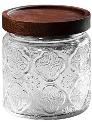 cfpqv Vidrio de muestra, vidrio sellado, tarro grande para almacenar té, cristal de grano grande, botella de hogar anillo de flores secas (transparente, B)