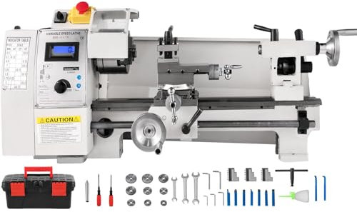 Furvveerr Metalldrehmaschine 8 x 14 Zoll Mini Drehmaschine 600W Tischdrehmaschine 210 x 350MM Variable Drehzahl 2250RPM Mini-Metalldrehmaschine Präzisionsdrehmaschine für Metallbearbeitung Metal Lathe