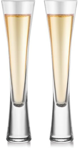 CYEER 2 Pcs Champagne Flutes 150ml, Stemless Champagne Glasses, Clear Crystal Prosecco Glasses for Wedding Anniversary Parties