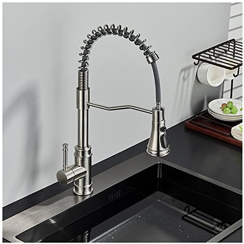 Grifo de fregadero de cocina gvbjiuaxjm, grifos de cocina de primavera de arco alto, grifo de cocina comercial de mango único con pulverizador de pulver