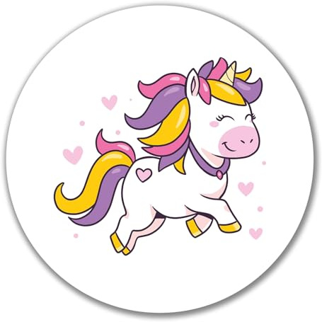 Huuraa Aufkleber Einhorn Comic Geschenk | Dekoaufkleber 10cm rund Sticker Geschenkidee Dekoausticker