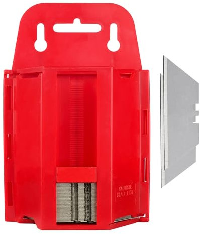 50pc Utility Blades with Dispenser Case | Precision-Ground Edge for Clean Cuts | Universal Fitting | Durable, Versatile Blades for Cardboard, Plastic, Carpet & More | 3.3cm x 2.4cm x 6cm