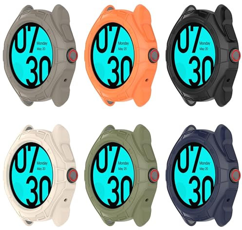 xhKJO 6 Pcs Cover compatible for Ticwatch Pro 5 Enduro Case,Ultra Smartwatch Case Silicone Skins Pounch,Anti-scratch Plating Clear TPU Watch Bumper Cover Shell for Ticwatch Pro 5 Enduro (color)