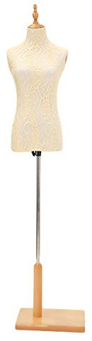 KOIAMVZW Beige weibliche Schneiderpuppe, Schneiderpuppe, Schaufensterpuppen-Torsokörper mit Holzsockel, höhenverstellbar zum Nähen von Kleidung und Kleidern (Farbe: ohne Arme, Größe: M) Decoration