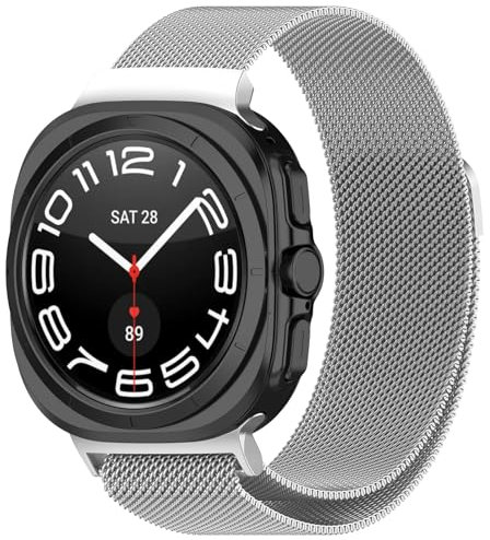 KUTEWEU Acero Inoxidable Correa para Galaxy Watch8 Classic 46mm Strap, Quick-Fit Pulsera de Metal Magnético Pulsera Correas de Repuesto para Galaxy Watch 8 40mm 44mm Brazalet (Plateado)
