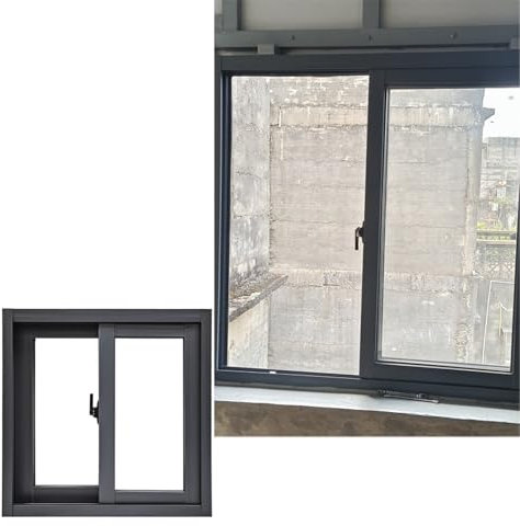 bacedifo Keller-Schiebe Fenster Wasserdicht Und Schalldicht Aus Aluminiumlegierung Und Gehärtetem Glass Für Wohnzimmer Lüftungsfenster Für Hühnerställe Grau