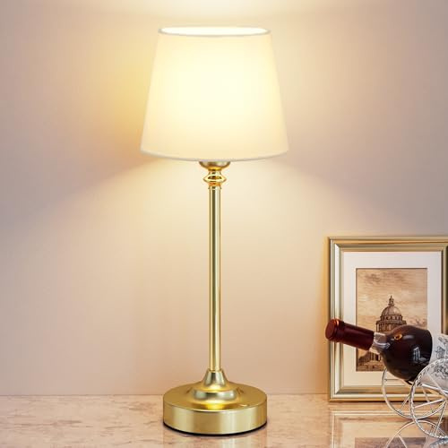 PreeOtti Touch Lamp Rechargeable Table Lamp, Cordless Lamp, Battery Operated Lamp with Stepless Dimming, Wireless Table Lamp for Bedroom Bedside, Dining Table, Living Room, Counter - Gold