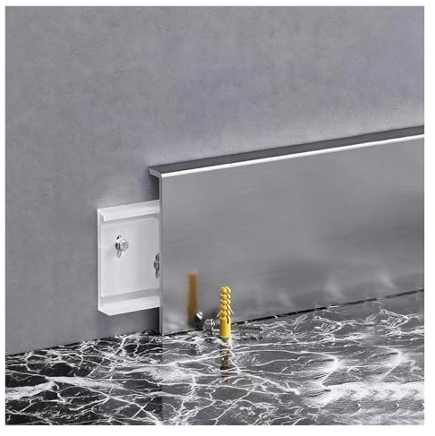 ZJKXJH Battiscopa Battiscopa in Argento, Altezza 3, 4, 5, 6, 8, 10, 12, 15 cm, Battiscopa Resistente Ai Graffi E all'Usura, Facile da Installare(L-122cm/48in,H-12cm/4.7in)