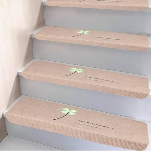 Mhwgo 15PCS Stufenmatten Innen, Selbstklebend rutschfest Treppenteppich, Leuchtet im Dunkeln, Stufenteppich Treppen Teppich Treppenstufen für Kinder Ältere, alle Arten von Treppen 22X55 cm (Mise)