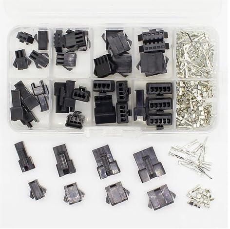 GHNQBAHID SM2.54-Kits, 20 Sets, Kit in Box, 2p, 3p, 4p, 5p, 2,54 mm Pitch, Buchsen- und Steckerleisten-Adapter