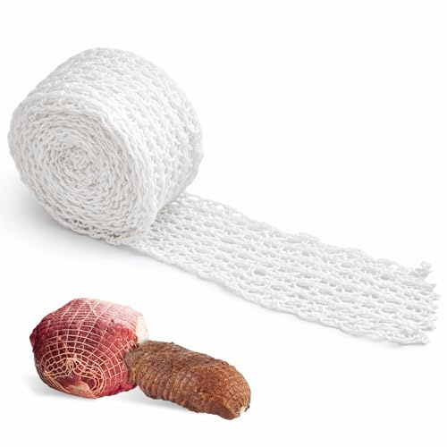 JJUNW 5m Meat Netting Roll, Cooking Wrapping Mesh, Sock Elastic Netting Smoked Meat Poultry Ham Nettings Beef Nettings Precut Butcher Twine Net for Meats Cooking Sausage Making or Drying