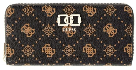 GUESS Geldbörse Emelie Logo SLG Zip Around Wallet Espresso Logo Dunkelbraun
