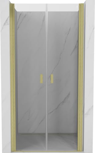 Mexen Mist Duschschwingtür 85 cm, transparent, gebürstetes Gold