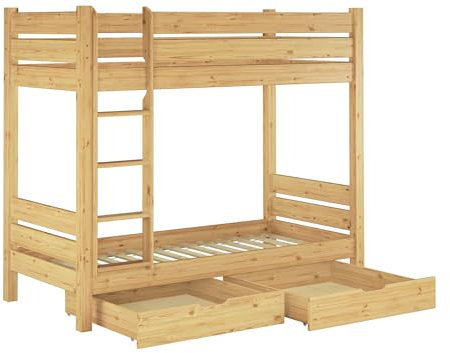 Erst-Holz Etagenbett f. Erwachsene 90x200 Nische 100 cm mit 2 Rollroste und 2 Bettkästen 60.16-09 S2