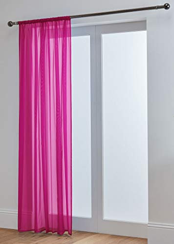 John Aird Lucy Voile Curtains - Rod Pocket Slot Top - Net Curtains - 1 Panel (Fuchsia, 58 Wide x 90 Drop)