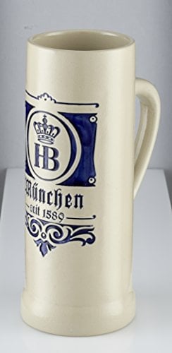 Hofbräuhaus München Chope à bière | Chope en pierre Saga 1589 0,5 l chope originale HB avec logo HB, inscription Munich et année de fondation en bleu avec élégant design traditionnel de Munich