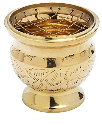 NKlaus incense pot sieve incense bowl incense stand brass gold 7545